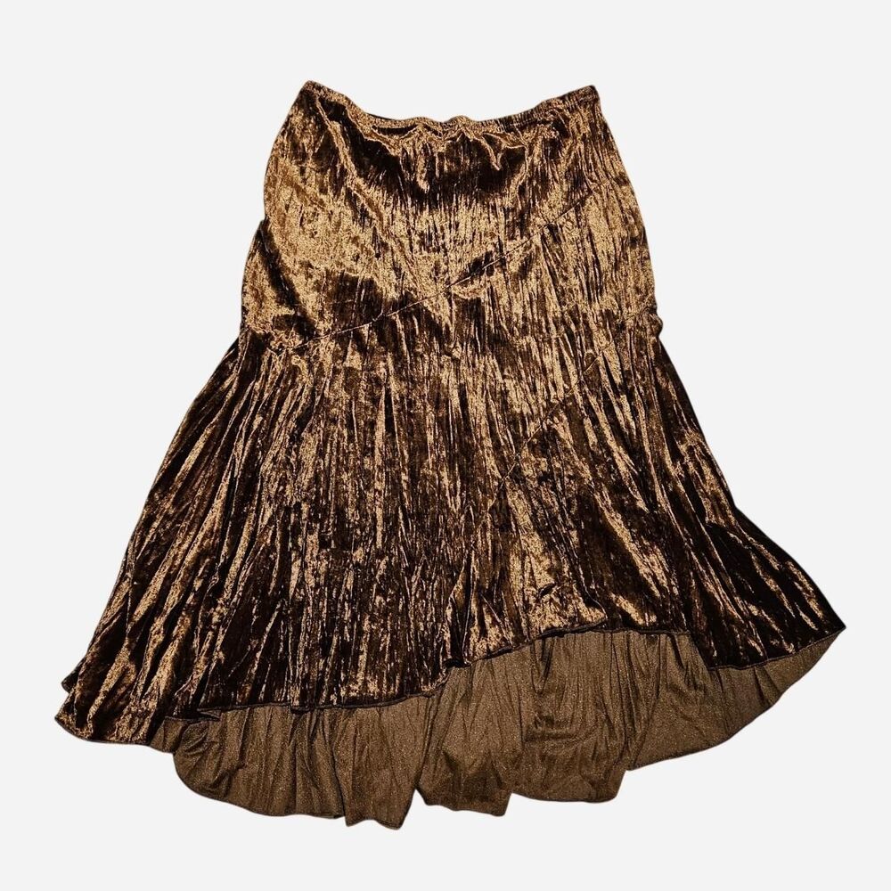 y2k fairy grunge brown velvet midi skirt